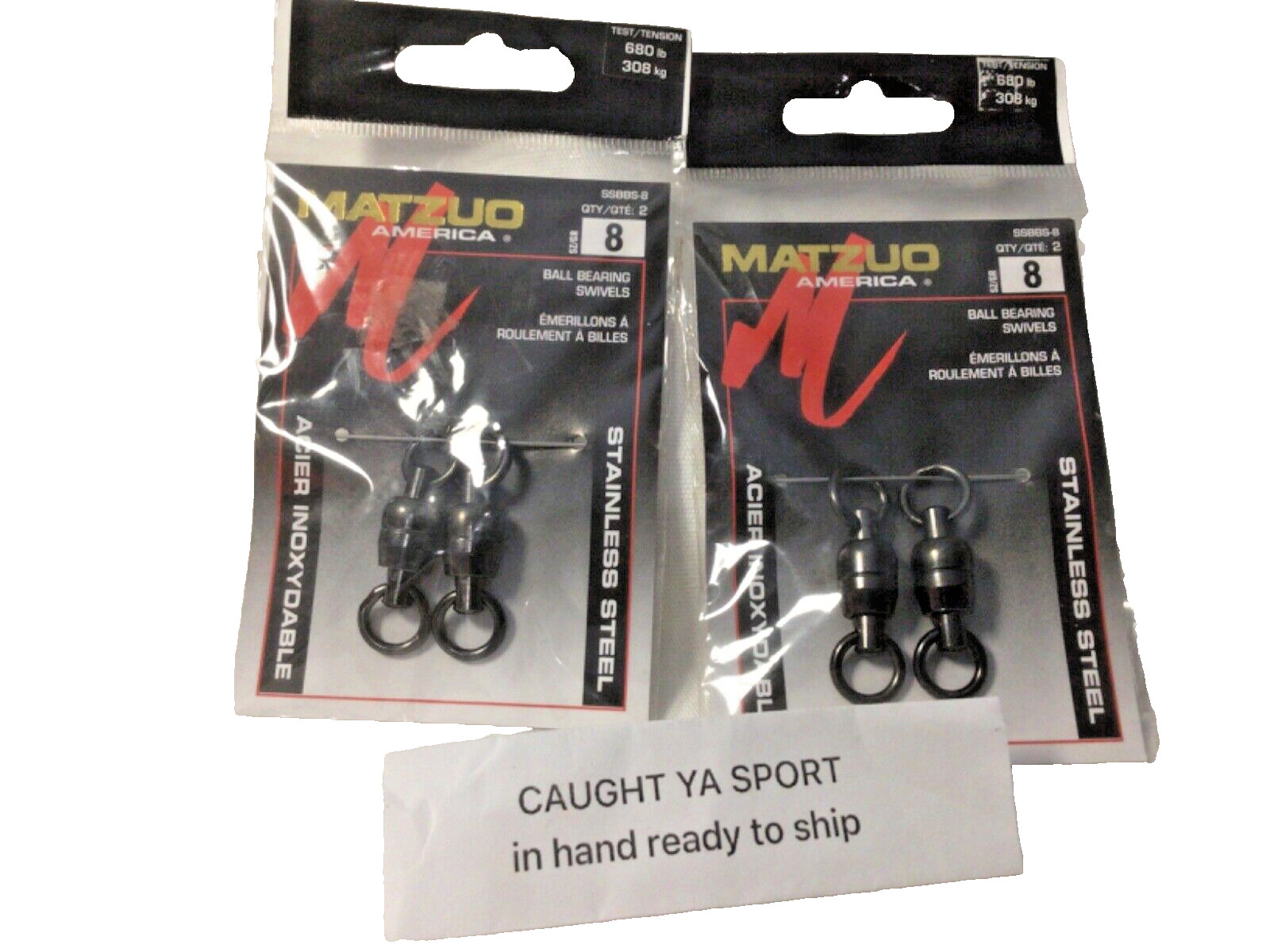 2 Packs Matzuo 680 lb test stainless Ball Bearing Fishing Swivels Sz 8 SSBBS-8 *