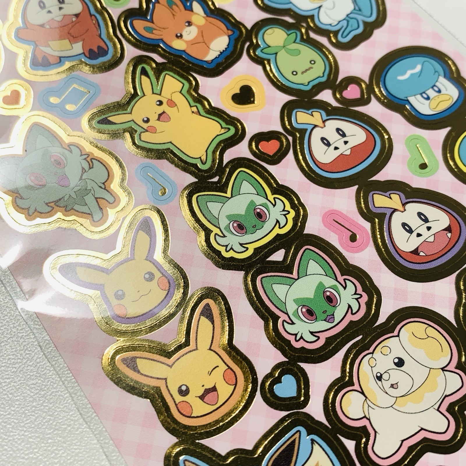 Pokemon Gold Foil Stickers⚡️Shiny & Kawaii Sheet - Japan Exclusive Daiso -PINK