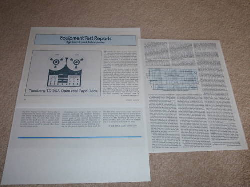 Tandberg TD 20A Open Reel Review, 1979, 3 pgs,Full Test