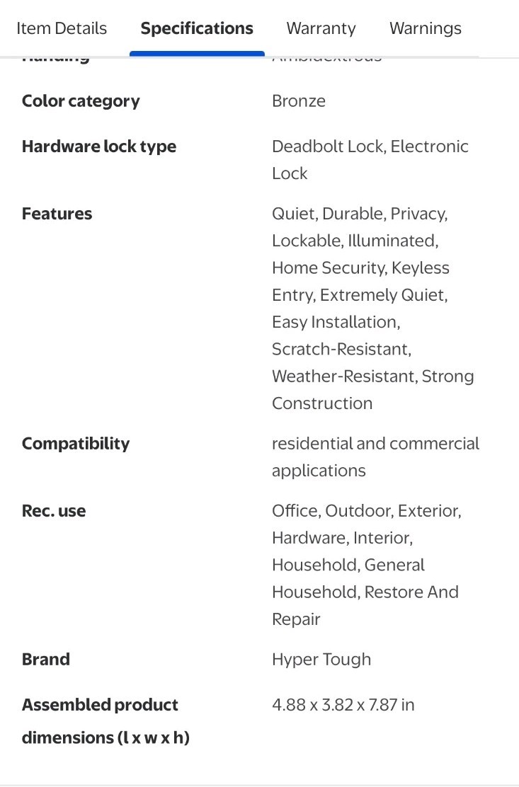 Hyper Tough Digital Deadbolt With Electrical Keypad (1752004)
