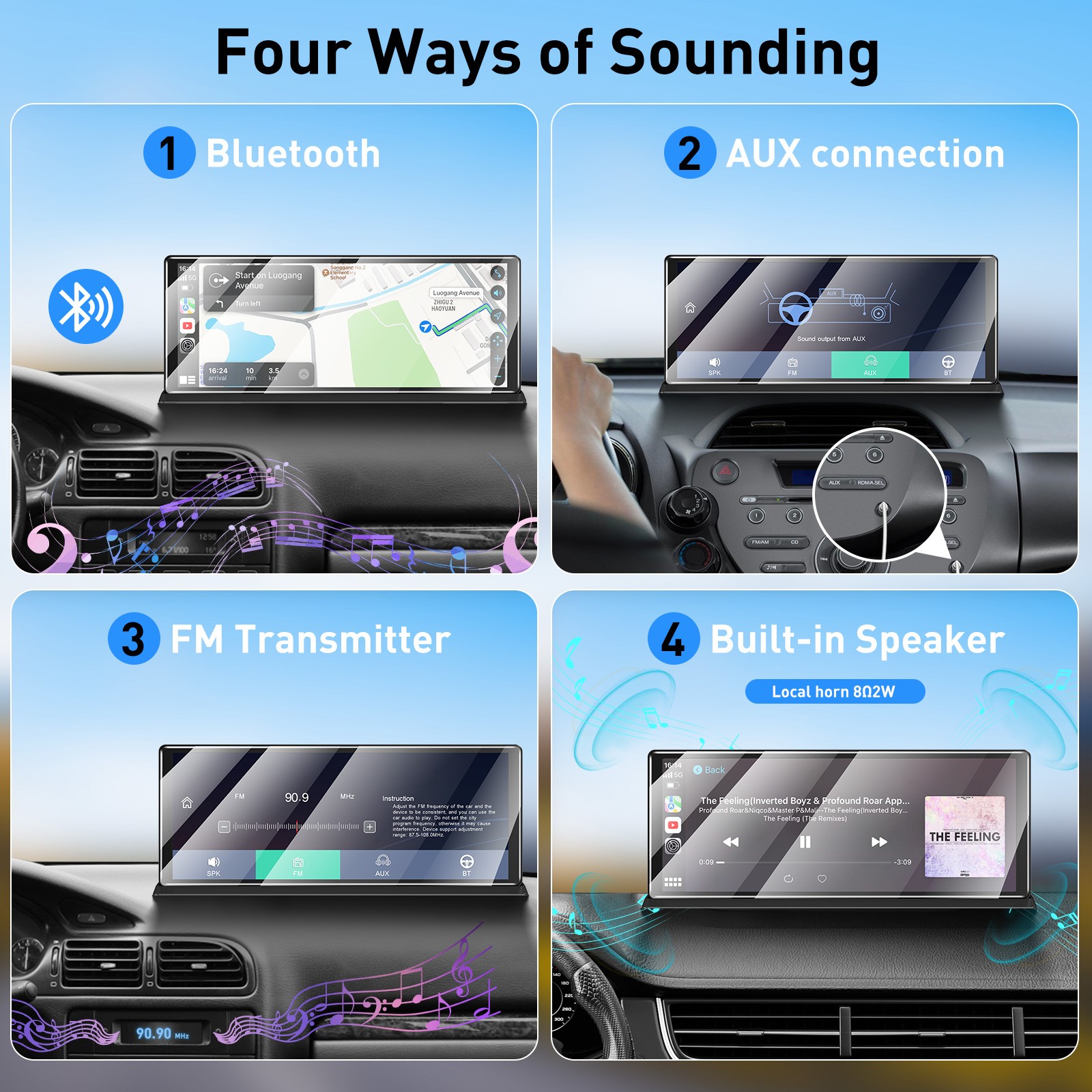 11.30" 4K Touch Screen Dash Cam Wireless Apple Carplay & Android Auto Car Stereo
