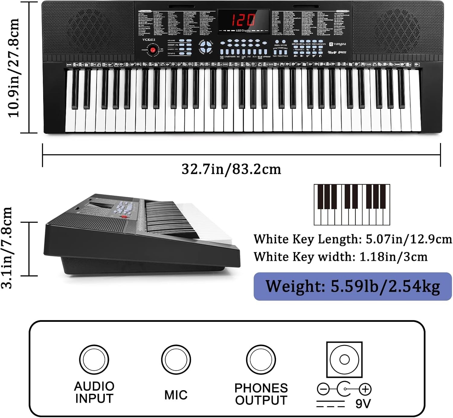 Durable 61-Key Keyboard with Teaching Modes