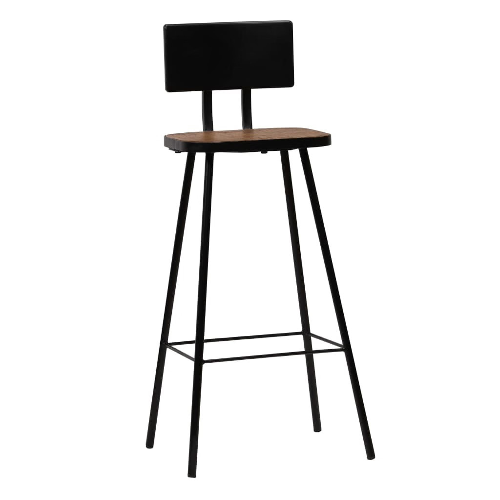 Bar Chair Set of 2 Dark Brown, Black