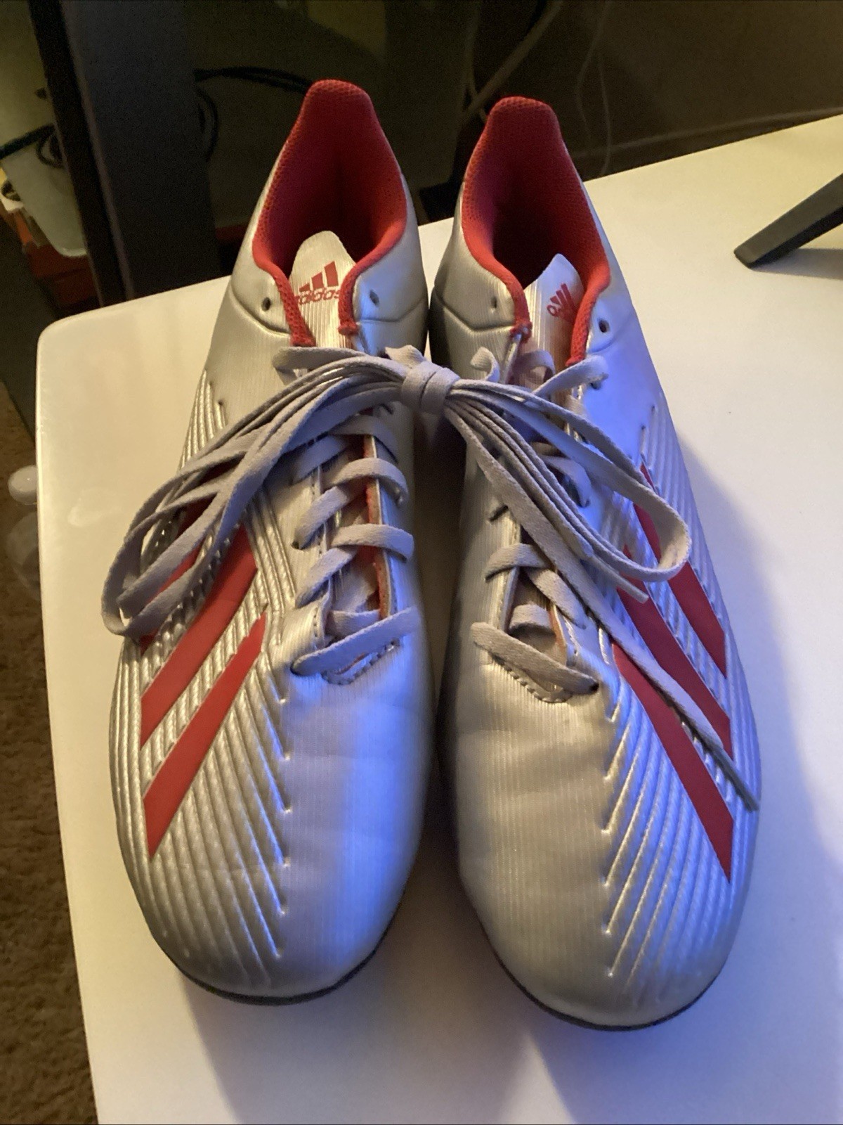 Adidas Predator Silver Red Men’s Size 12 Soccer Cleats Shoes Male New No Tag