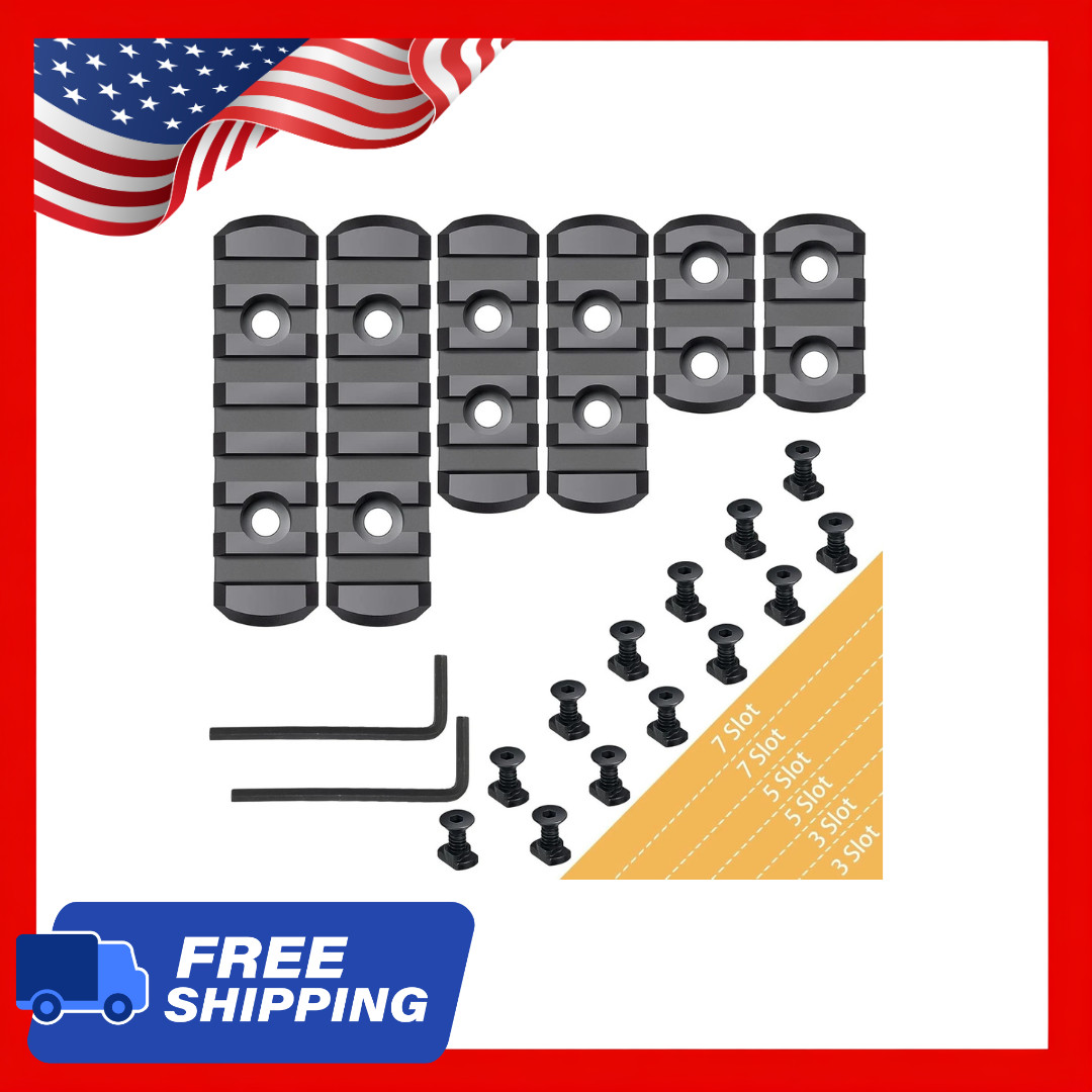 6 Pack Lock Picatinny Rail 3/5/7/9/11/13 Slot Set M-Lok Picatinny Rail
