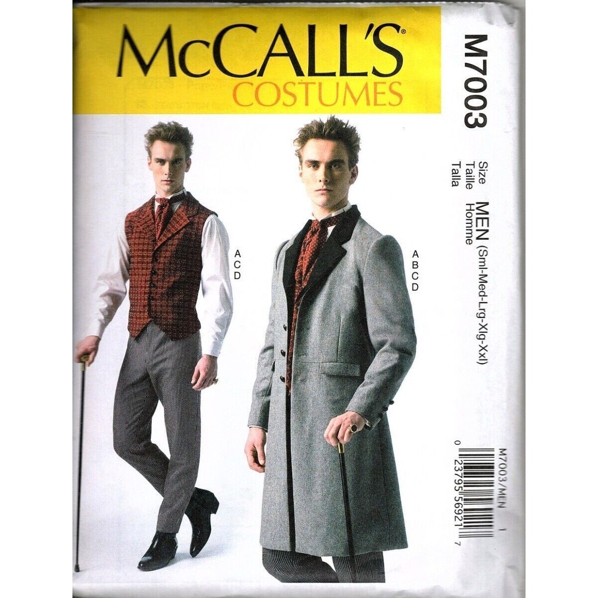 McCalls M7003 Mens S to XXL Costume Gothic Steampunk Cosplay Uncut Sewing Patter
