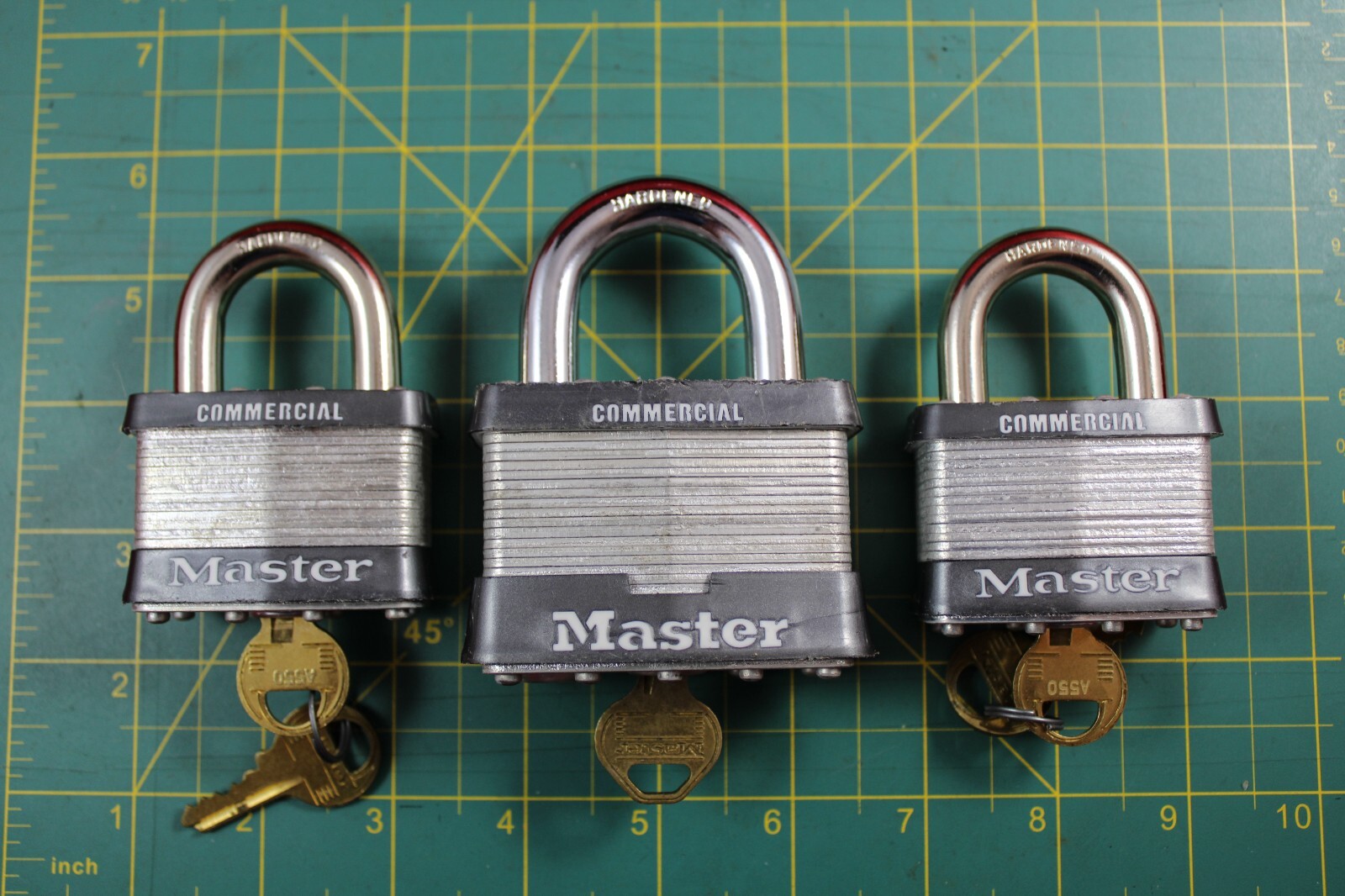 Lot of 3 Master Lock Commercial Padlocks (2) No5 Keyed Alike & (1) No15