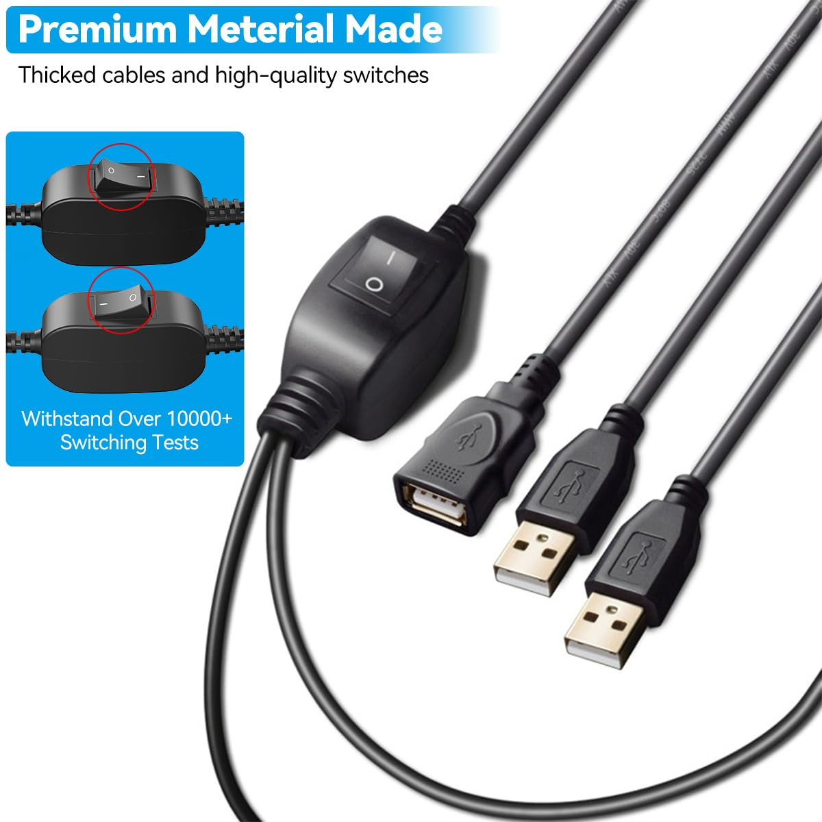 USB Splitter 1 in 2 Out Switch for Two Computers Connected One Printer USB-B Mal