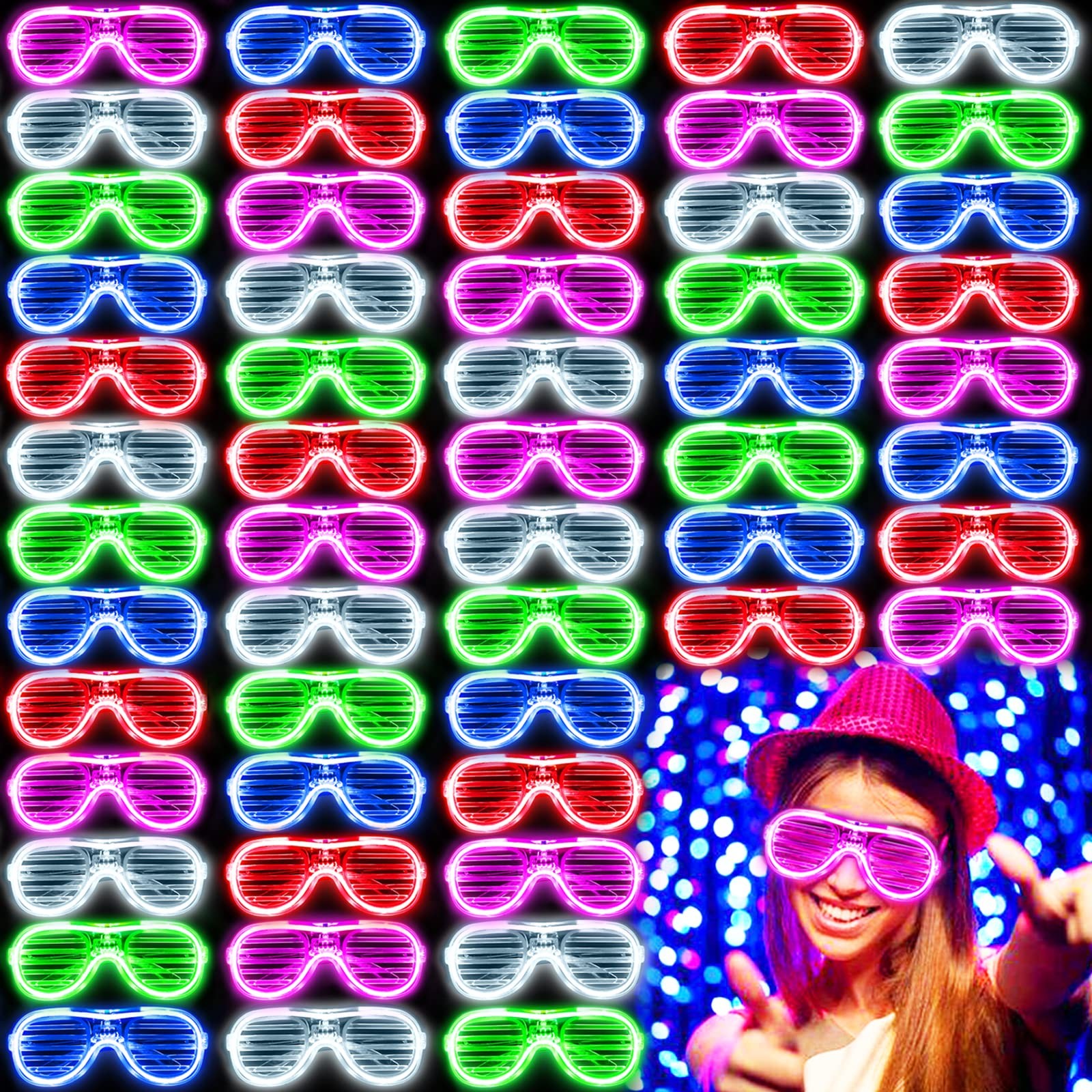 100 Pack Glow in The 6.1 x 2.2 x 5.5 inches, Red, Blue, Pink, Green and White