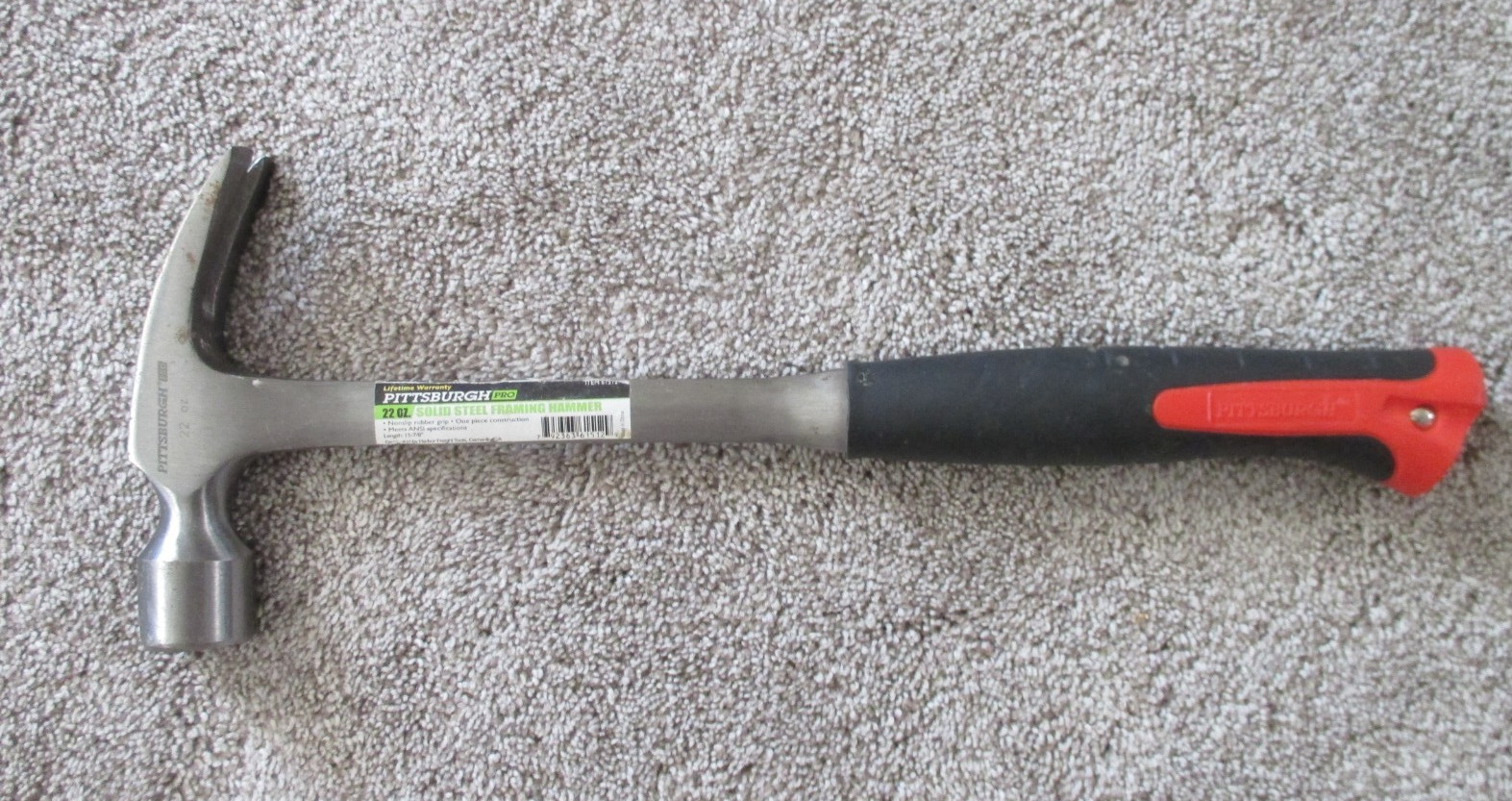 22 oz Claw Hammer Steel Framing Tool, Pittsburg, Non Slip Grip, Slightly Used