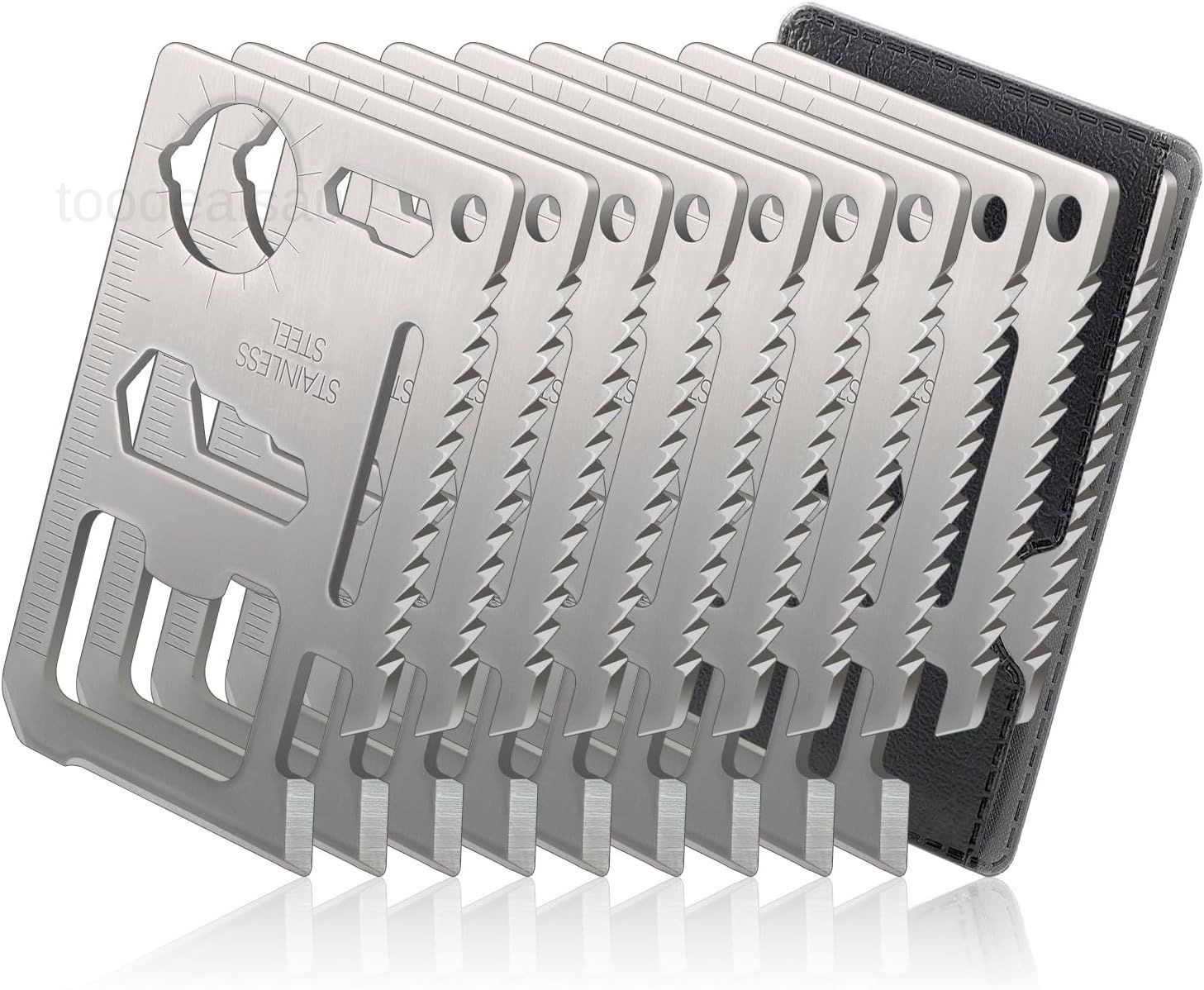 11-in-1 Credit Card Multitool For Men, 10 Pack Survival Pocket Tools, Silver