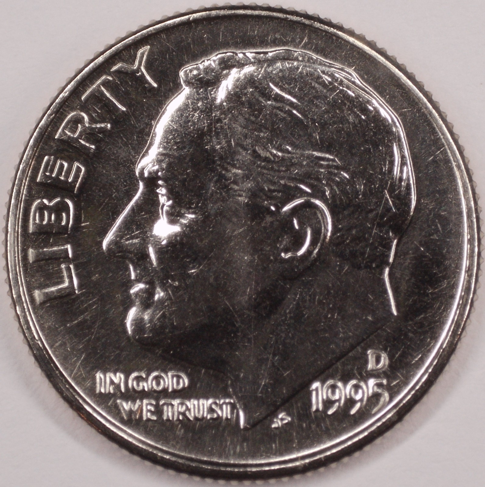 United States 1995 D 10 Cents Roosevelt Dime KM#195a Clad Torch Olive Oak Branch