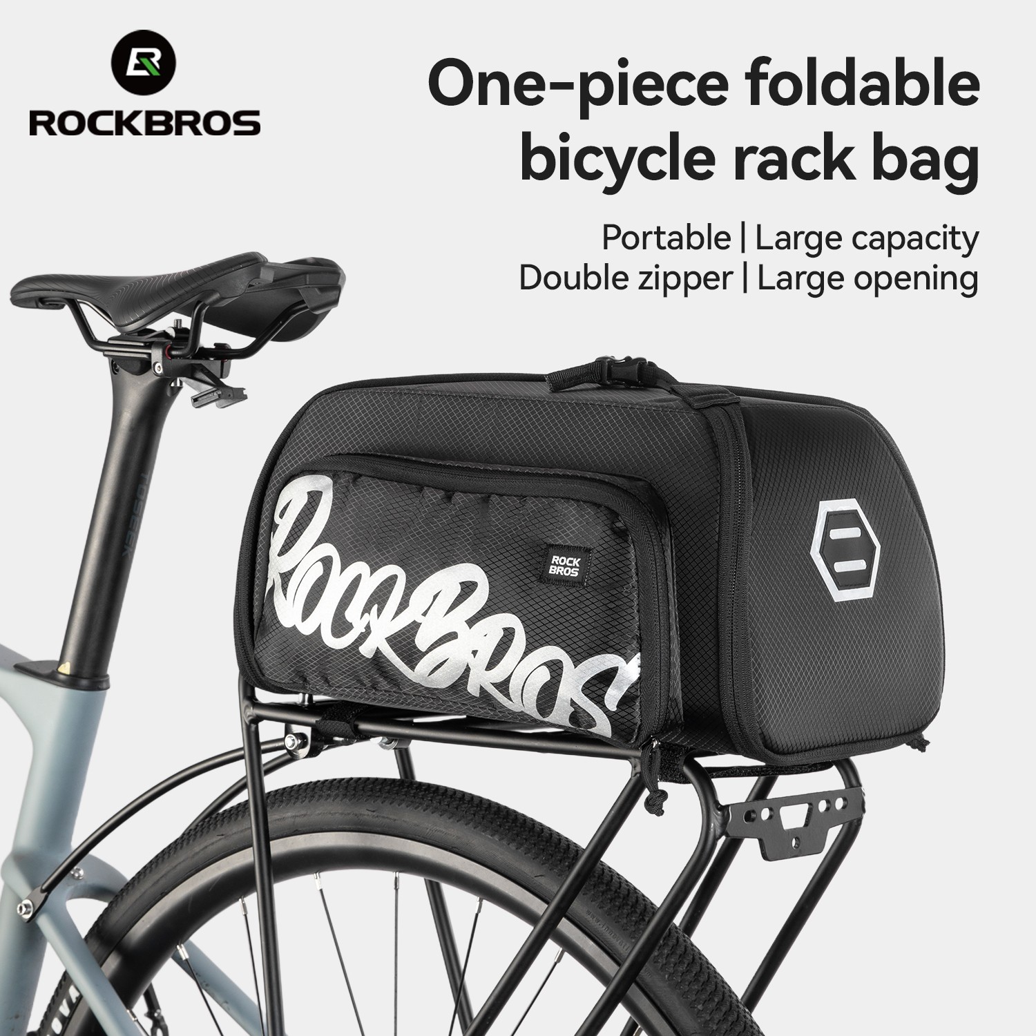 ROCKBROS Rear Bike Rack Bag One-Piece Foldable 11.6L Bicycle Trunk Pannier Bag