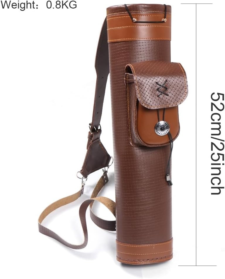 Handmade Leather Back Quiver with Large Pouch