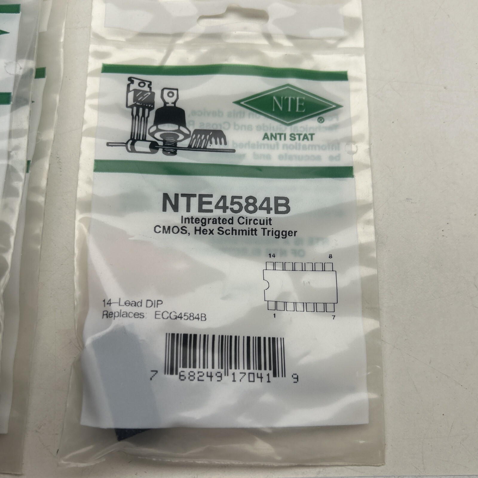 NTE4584B, CMOS Hex Schmit Trigger ~ 14 Pin DIP (ECG4584B)