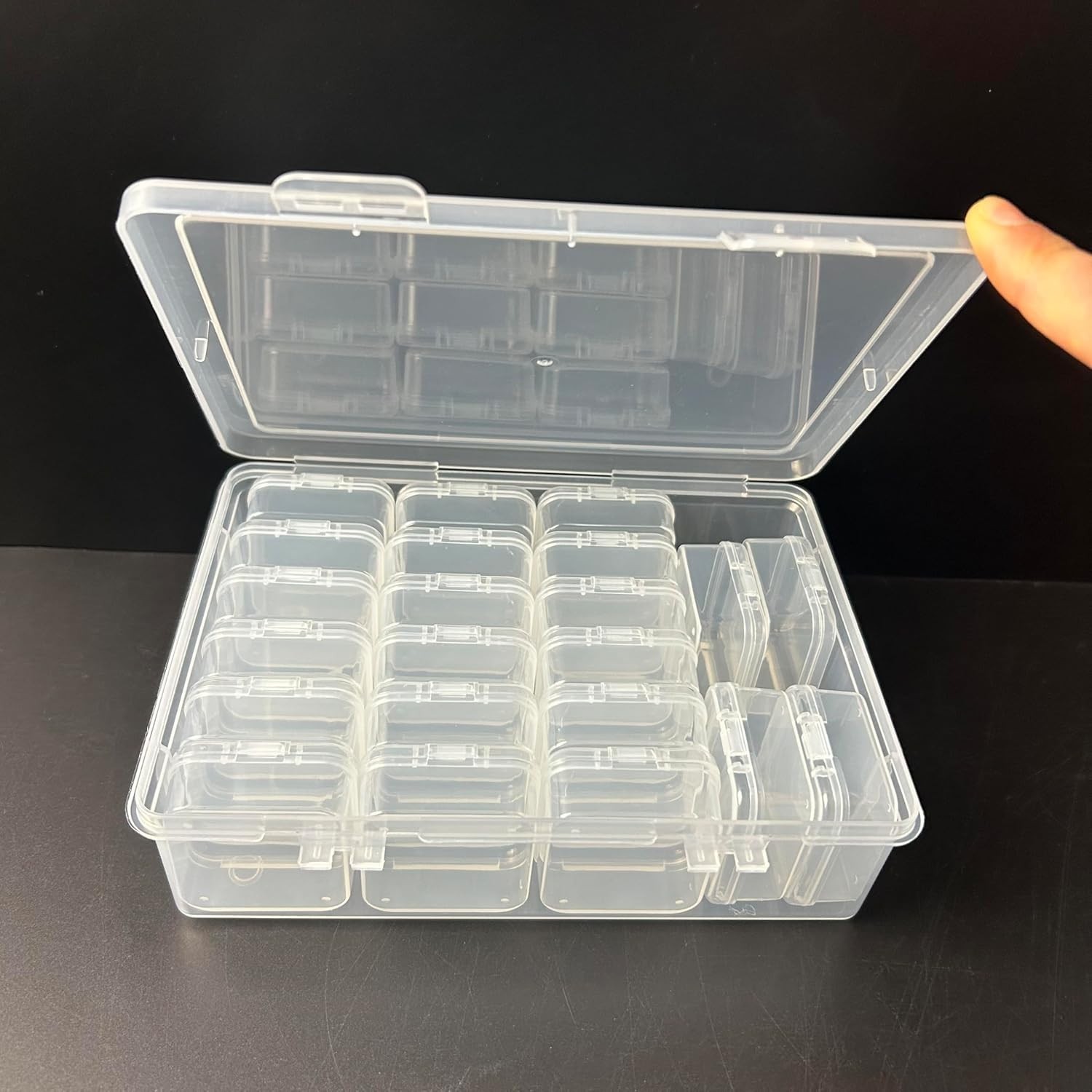 Bead Storage Organizers - Mini Storage Boxes with Hinged 8" x 6" x 2"