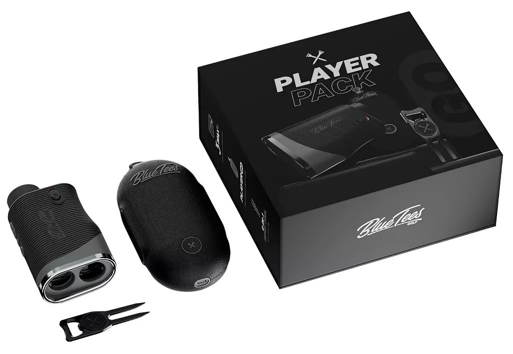 Blue Tees Golf 3 Max+ Magnetic Rangefinder Set w/ Speaker & Divot Tool Black
