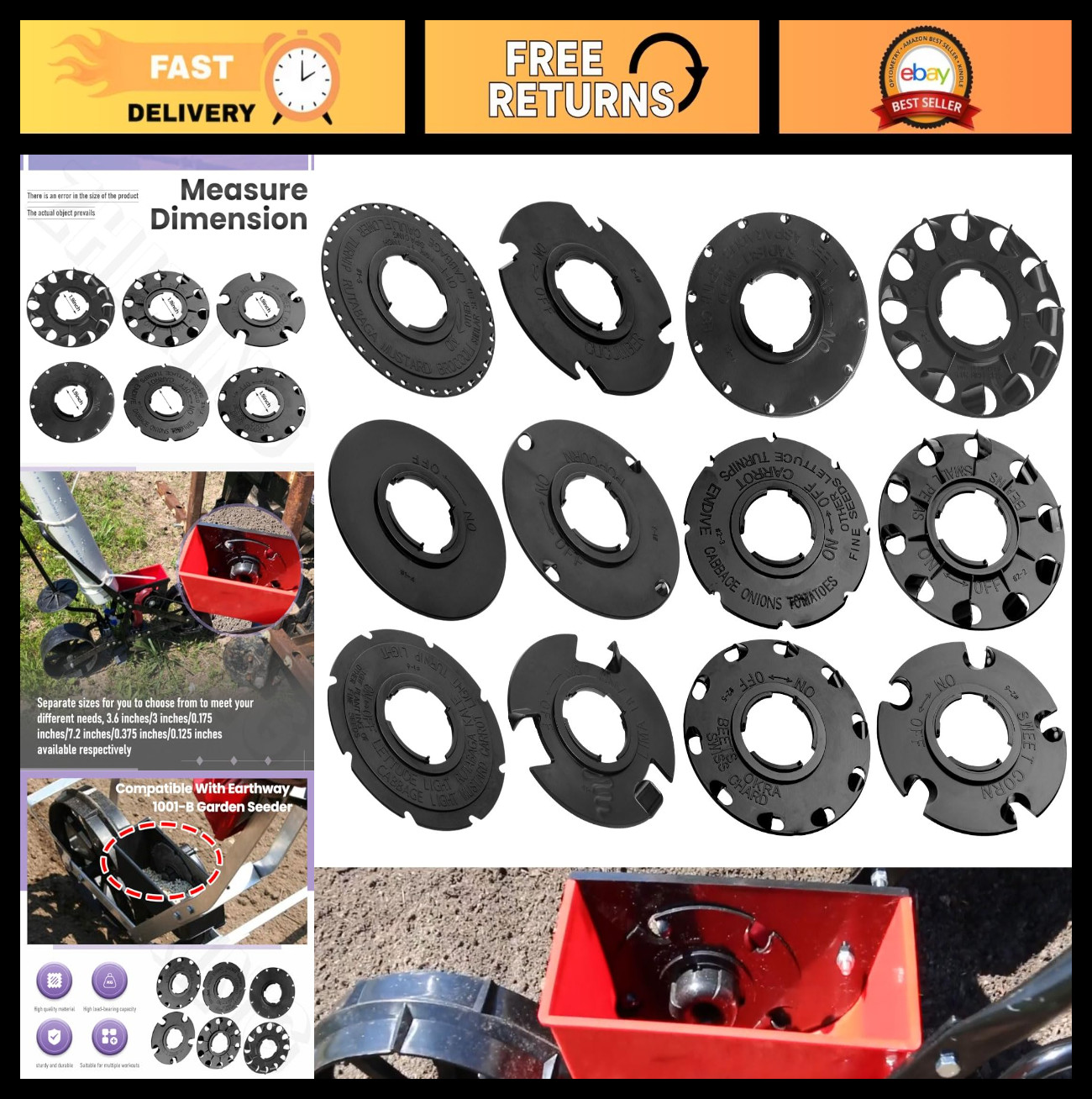 12 Pack Seed Plates for Garden Seeder - Fits 1001-B & 10001, Ideal for Corn, Let