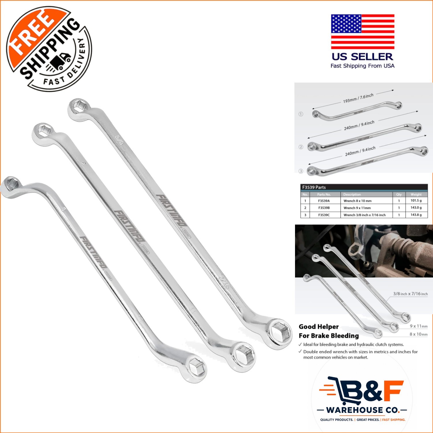 FIRSTINFO Double-Ended 6-Piece Brake Bleeder Tool Set | Metric & Imperial Sizes
