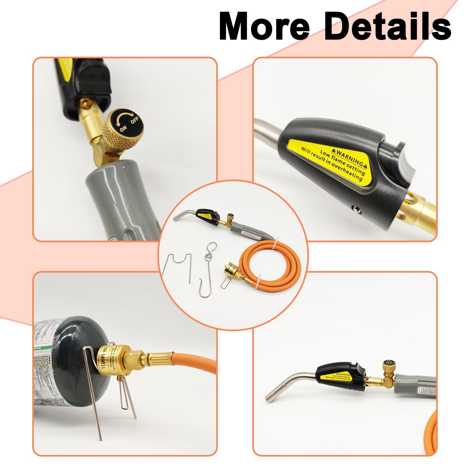 Propane Torch Head, Mapp Gas Torch with Trigger Start, Adjustable Flame Knob