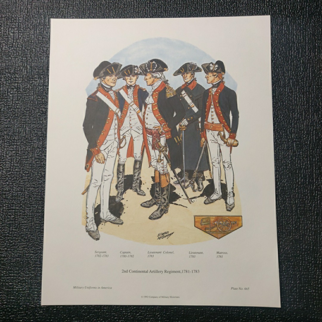 Plate 665 2nd Continental Artillery Regiment 1781 Uniform Plate