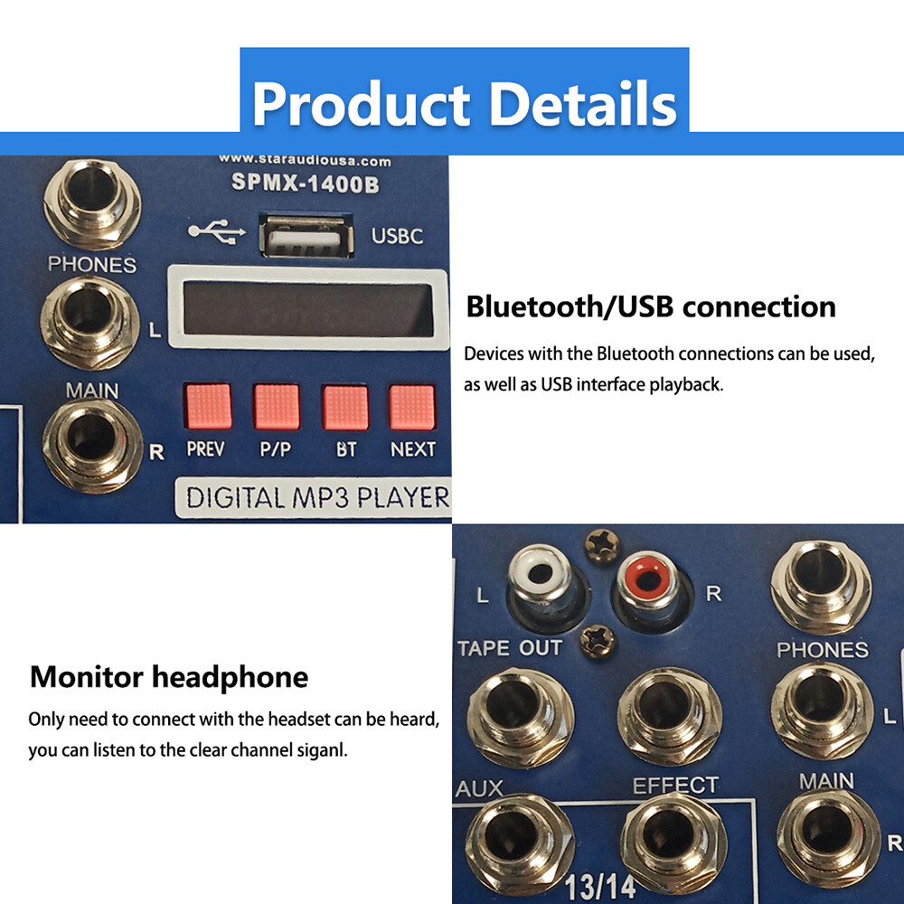Pro 14CH Audio Mixer Function USB Mixing Console Stage Live Studio Mixer System