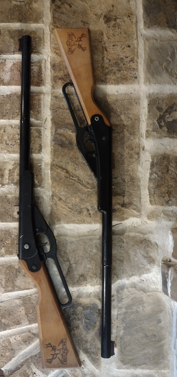2 Vintage Buck Lever Action Daisy .177 Model 105B BB Gun Air Rifles Work Great