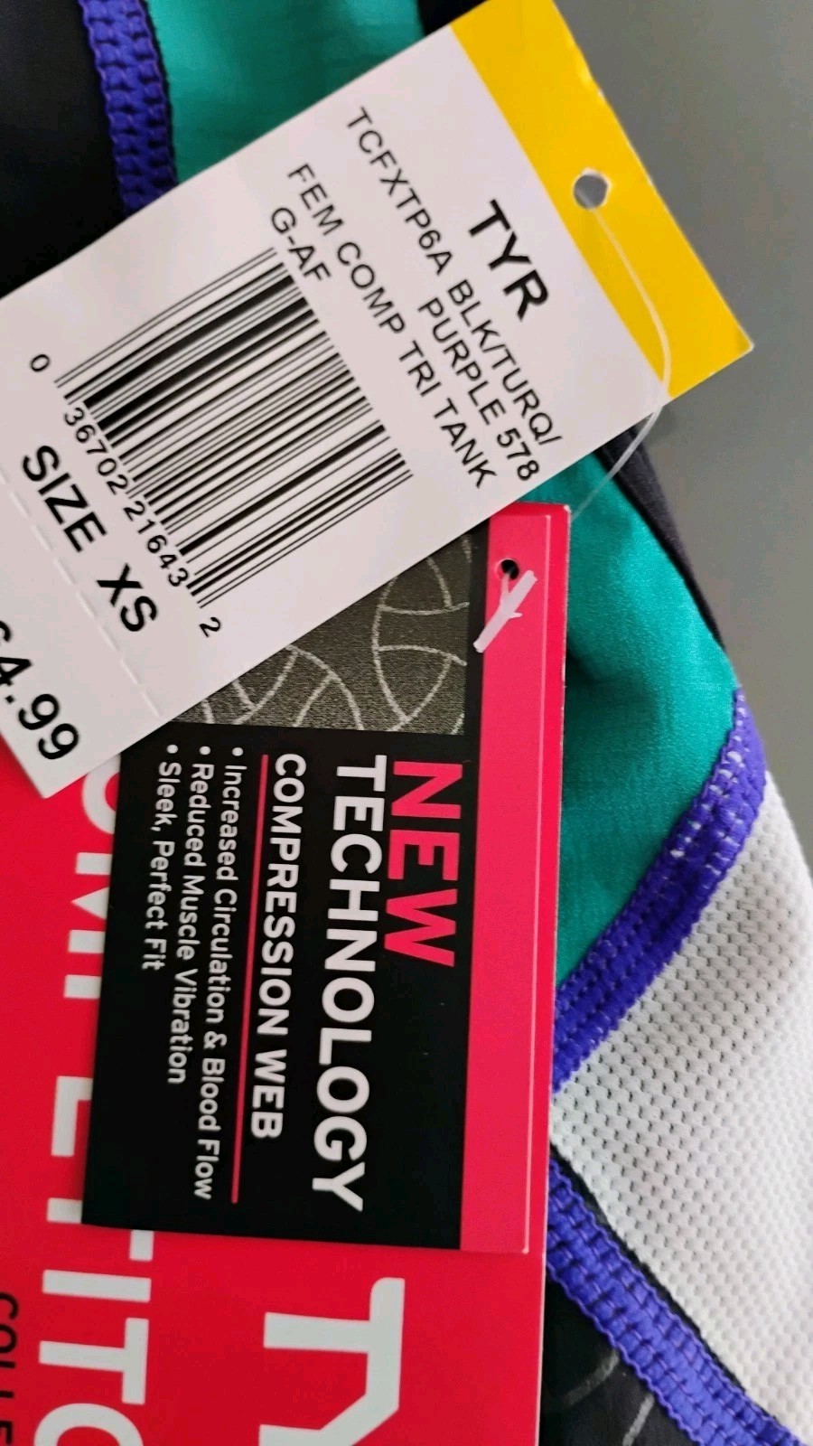 TYR Women's XS Tri Tank Top Competitor Black Turquoise NWT Free Shipping