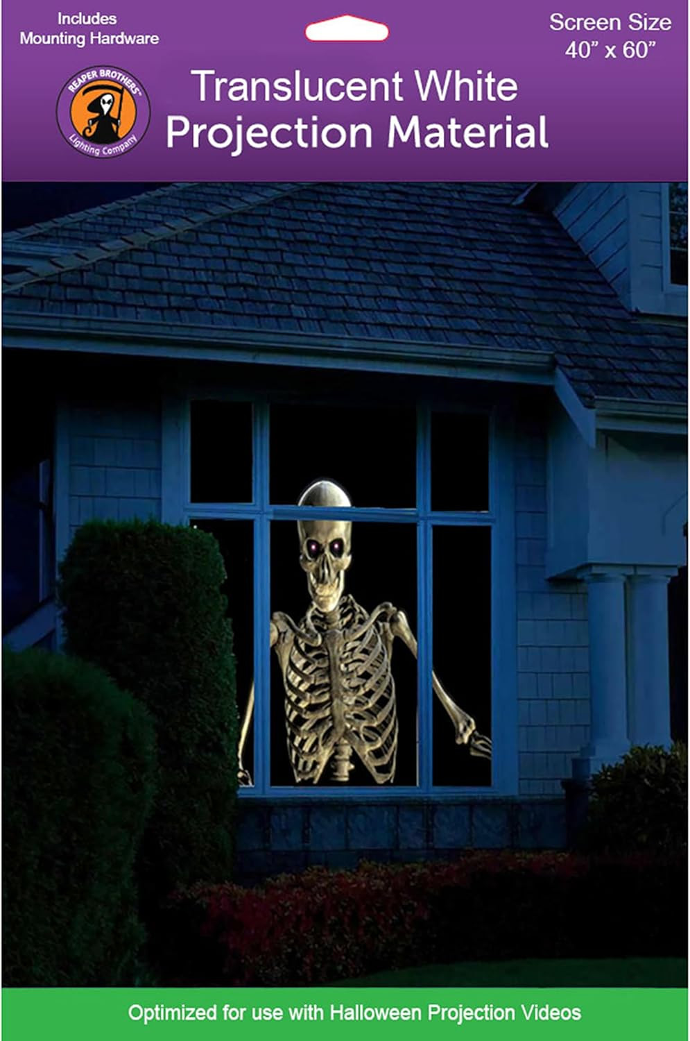 Holographic Rear Projection Screen with Mounting Hardware for Projecting Hallowe