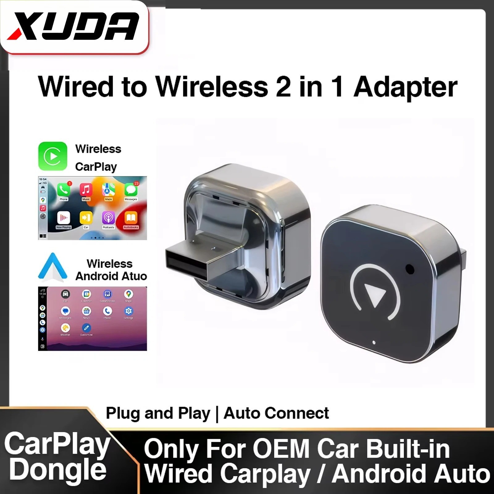 Wireless CarPlay Android Auto Adapter AI Smart Box for VW Toyota Ford