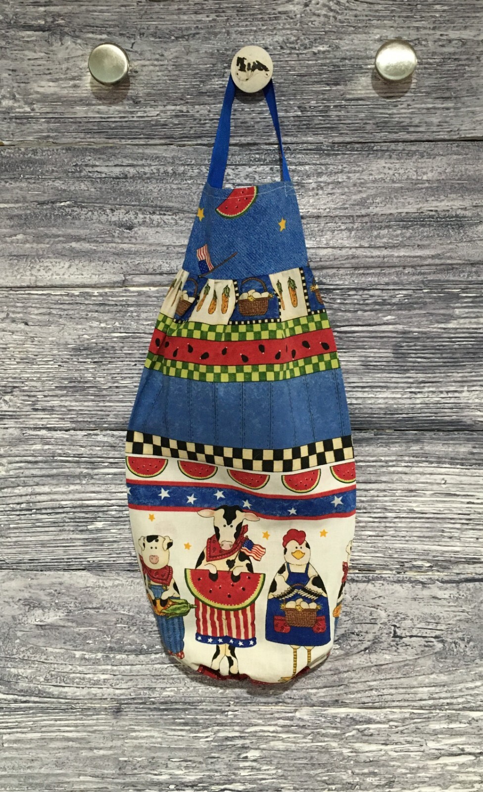 Plastic Grocery Bag Rag Sock Holder Rooster Cow Pig Melon Corn Melon Flag Stars