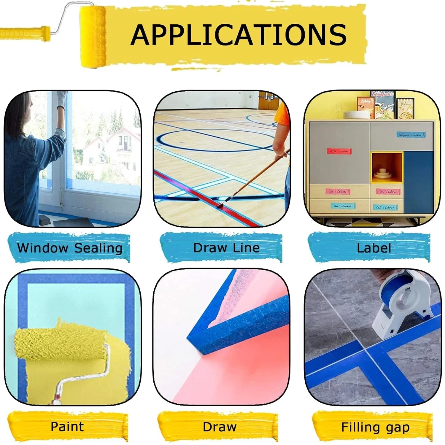 Automotive Masking Tape Blue Refinish Masking Tape Auto Body Paint Tape 4 Rolls