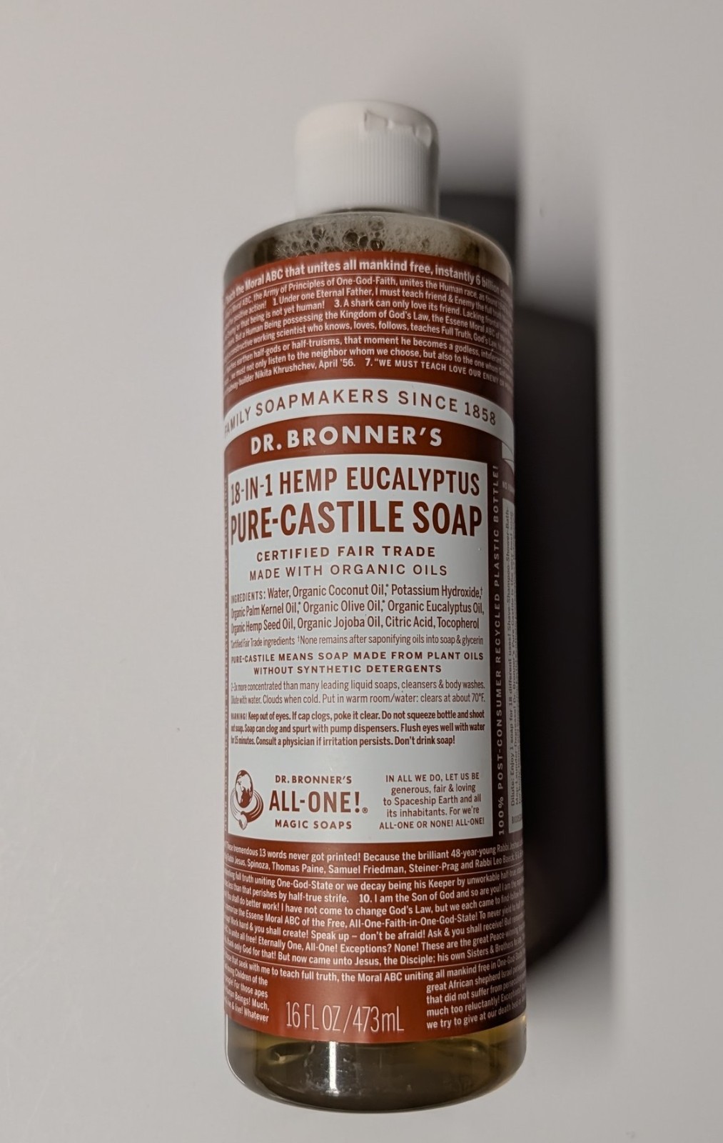 New Dr. Bronner's Pure Castile Liquid Hand Soap 16 oz Tea Tree