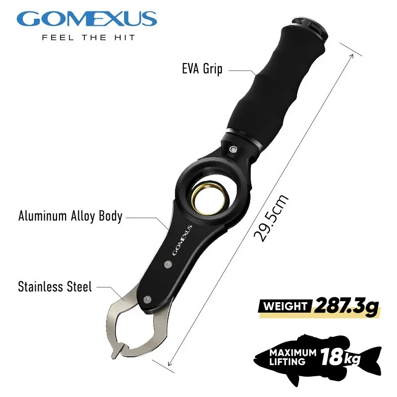 Gomexus Aluminum Fishing Clamp Lip Grip Plier Fishing Tool Equipment Black Gold