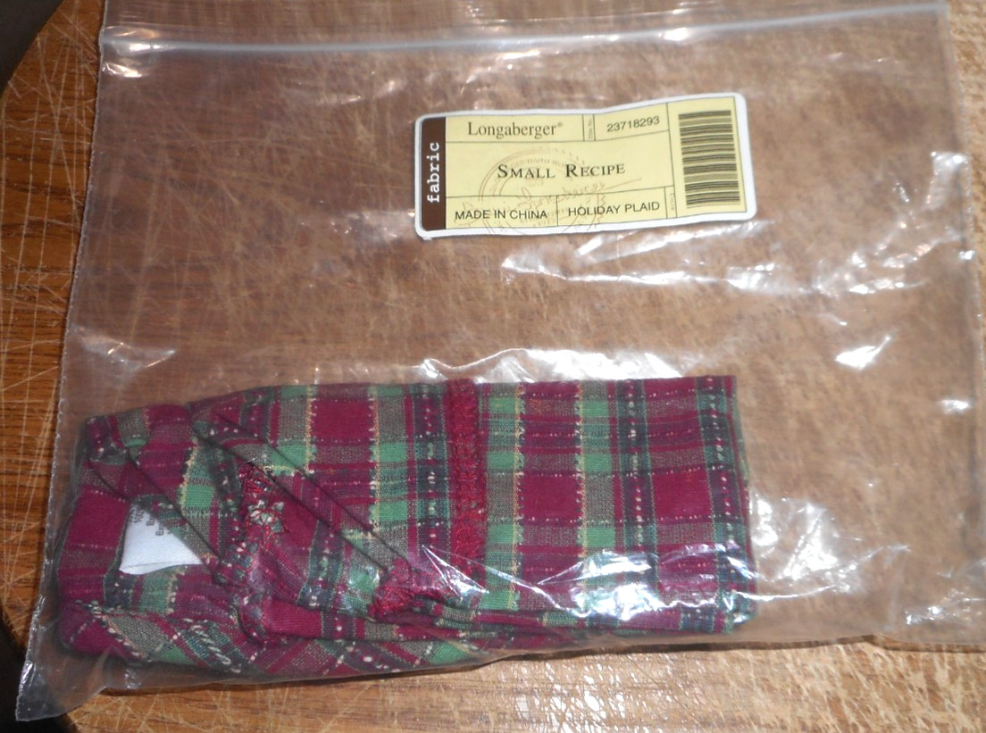 Longaberger Small Recipe Liner Holiday Plaid #23718293