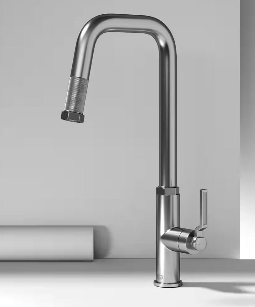 Hart Angular Single Handle Pull-Down Spout Kitchen Faucet in Stainless Stee Vigo