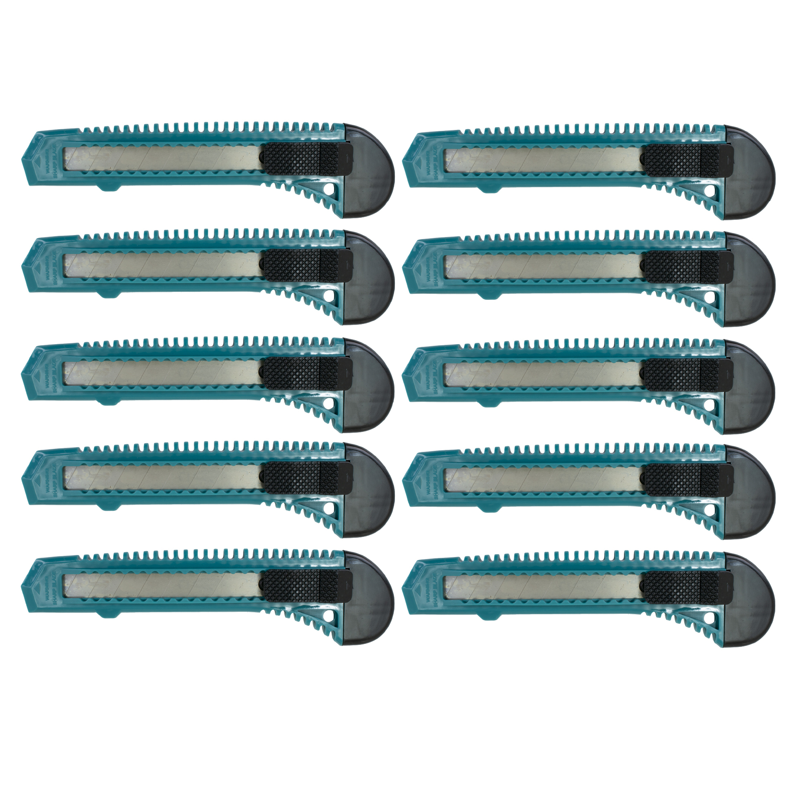 MotoProducts Turquoise Retractable Utility Knife Wholesale 6in 10pcs Box Cutter