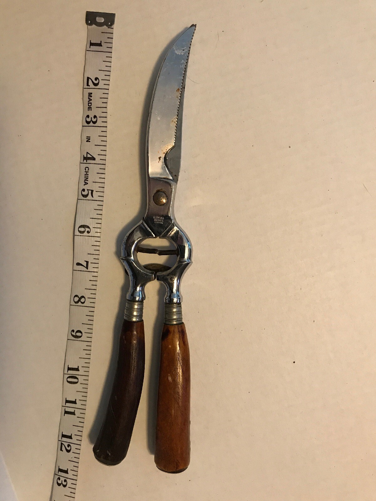 E. Spitzer SOLINGEN GERMANY Chrome & Antler HANDLE HUNTING Snips Scissors