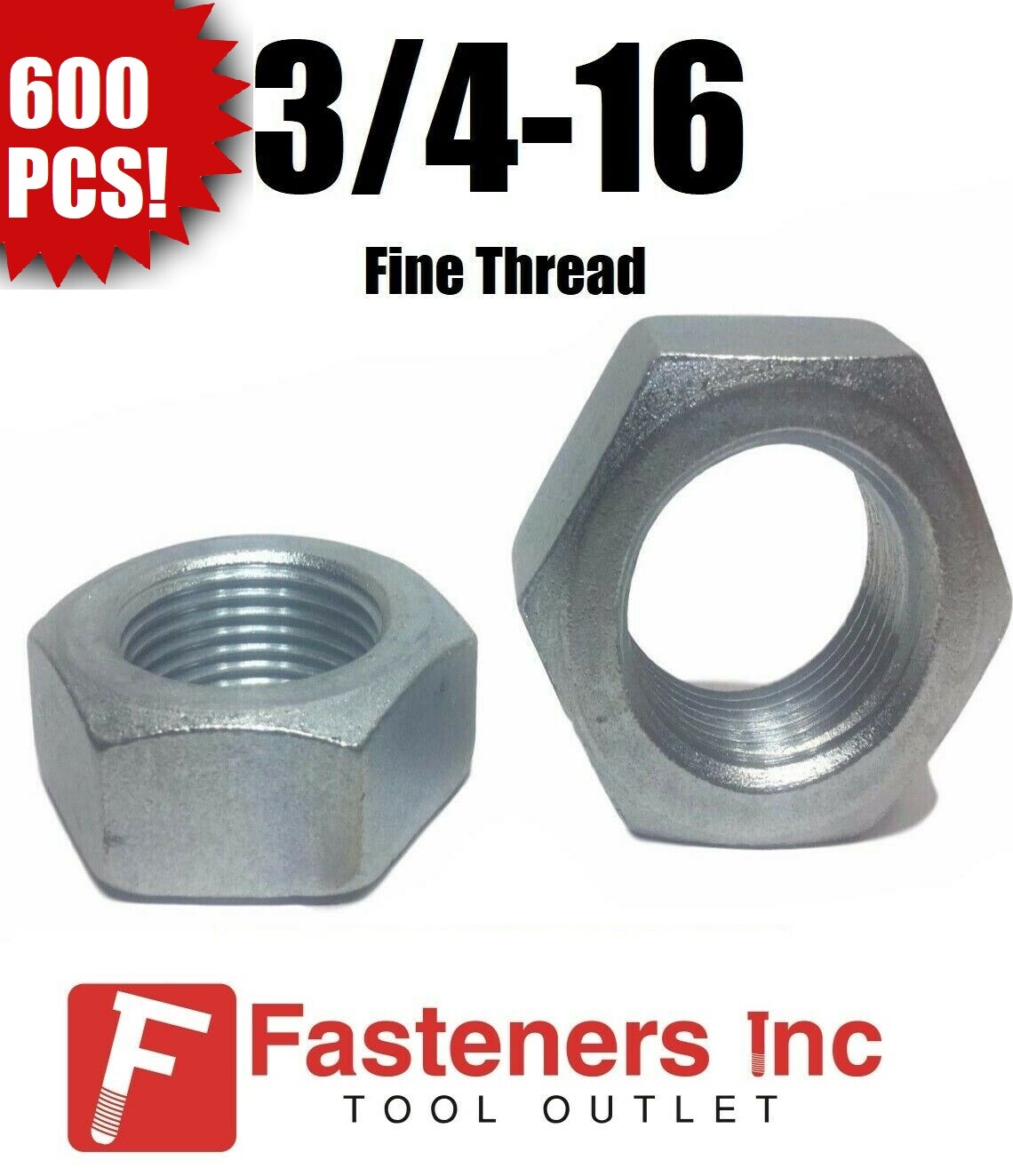 (Qty 600) 3/4-16 Fine Hex Jam (Thin) Nuts Zinc Plated Low Carbon Grade 2 Bulk