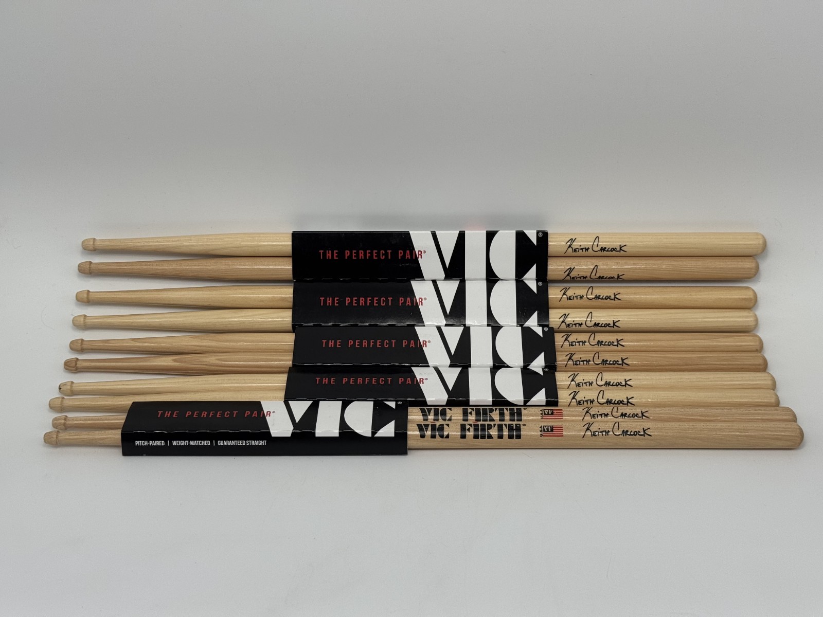 Vic Firth Keith Carlock Signature Hickory Wood Tip Drumsticks SKC Lot of 6 Pairs