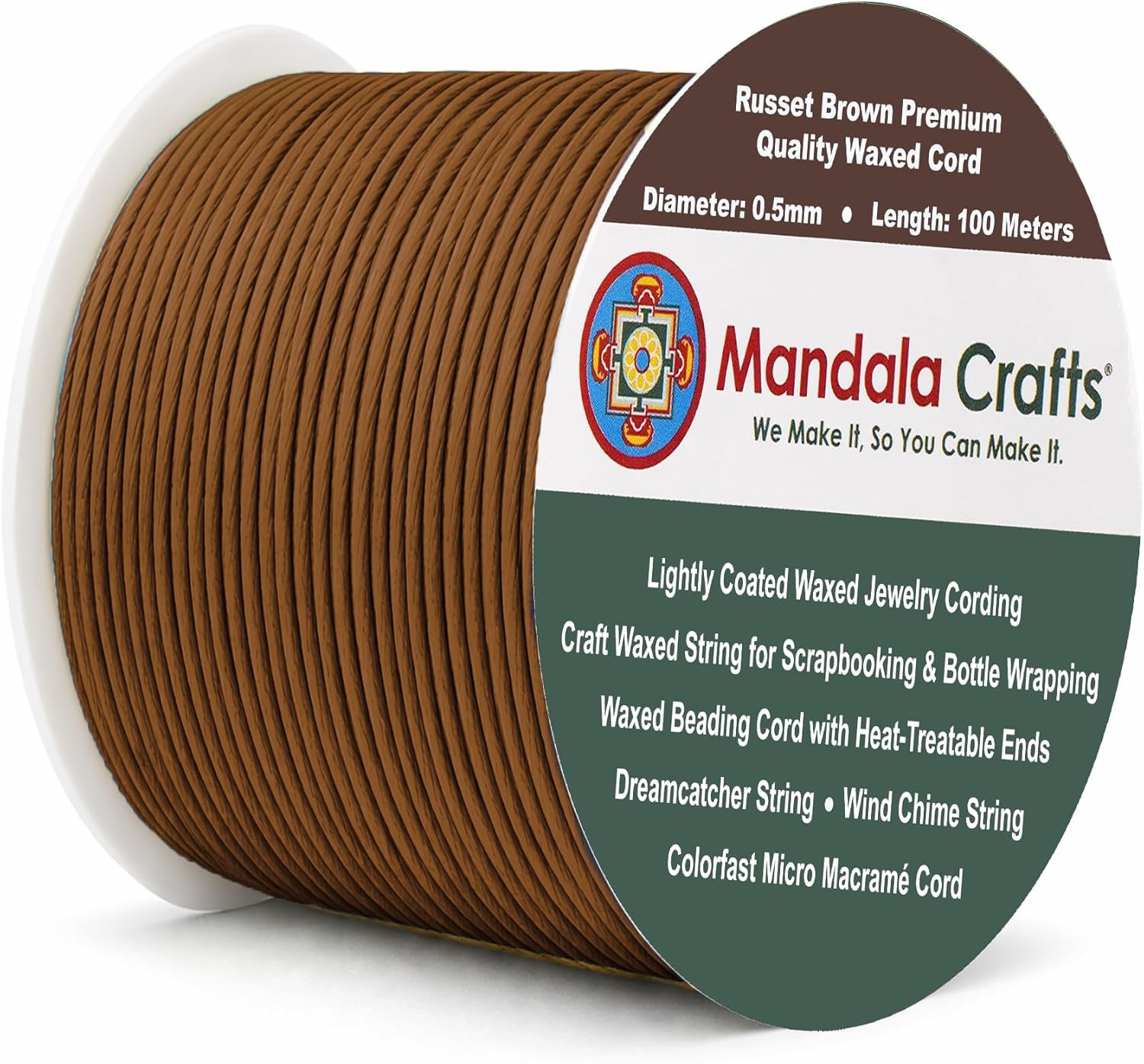 0.5Mm Russet Brown Cotton Waxed Cord for Jewelry Making, 109 Yards – Waxed Cotto
