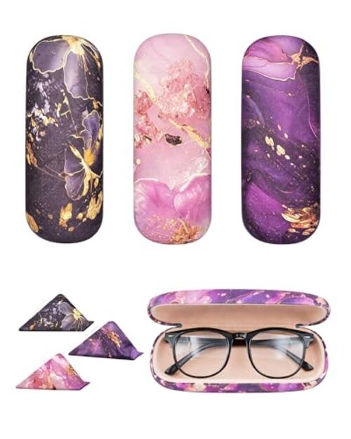 3pack eyeglass case hard shell，glasses case hard shell，eye glass cases Marble