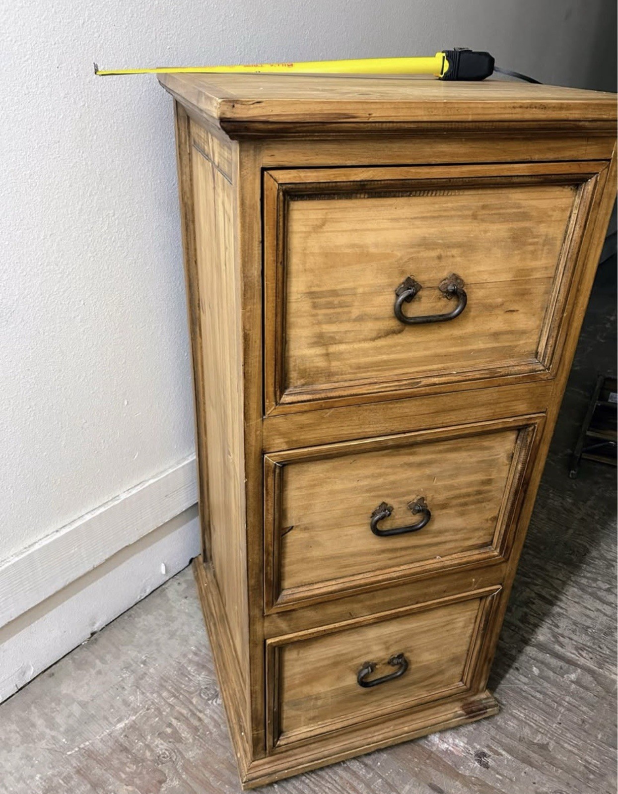 Rustic Industrial 46.5”H  Solid Wood File Cabinet 3 Deep Drawers  Mission.