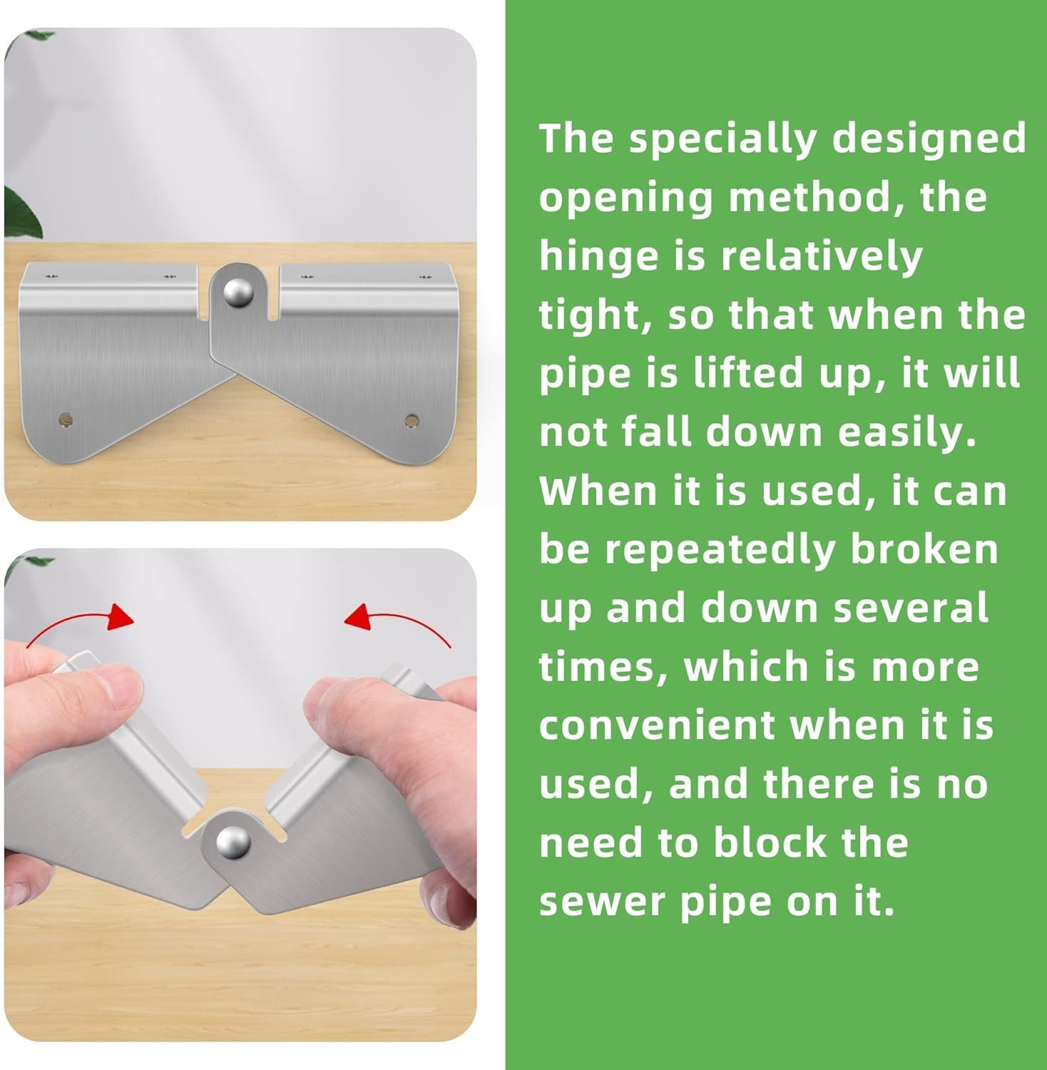 2PCS Stainless Steel Gutter Extension Flip-Up Hinge Downspout DIY Mounting
