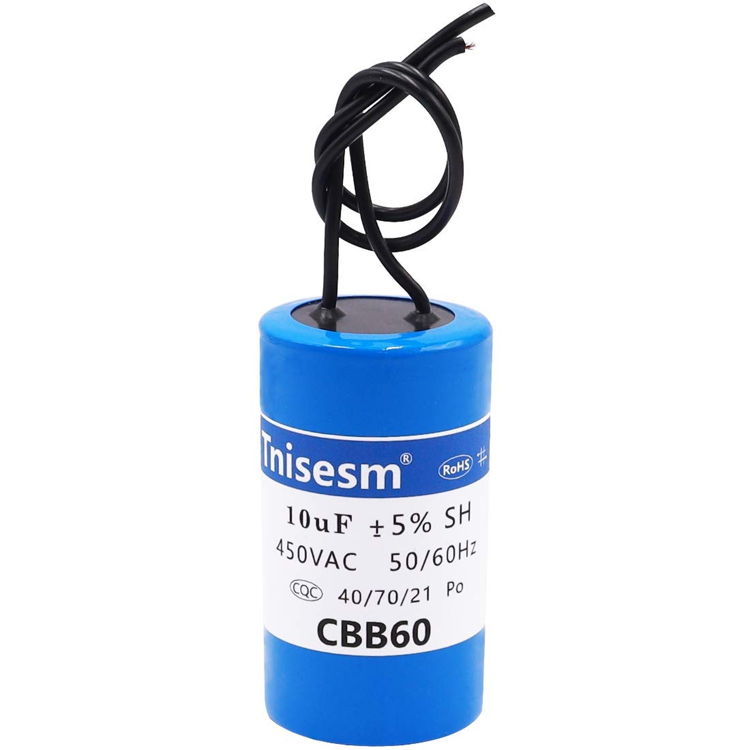 Tnisesm 10uF CBB60 Run Capacitor 450V AC 2 Wires for Start-up of AC Motors wi...