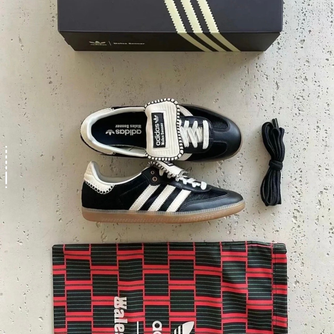 IE0580 Wales Bonner adidas Samba Pony Tonal Low Core Black Cream White