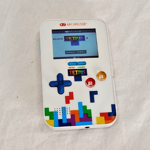 "My Arcade" Tetris, handheld game, white with multicolor, tested ; works!