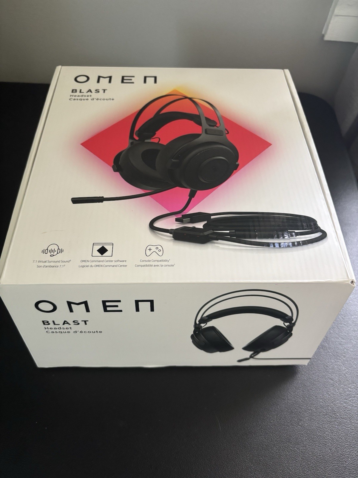 HP Omen Blast Wired Gaming Headset w/Microphone Black Open Box and Untested
