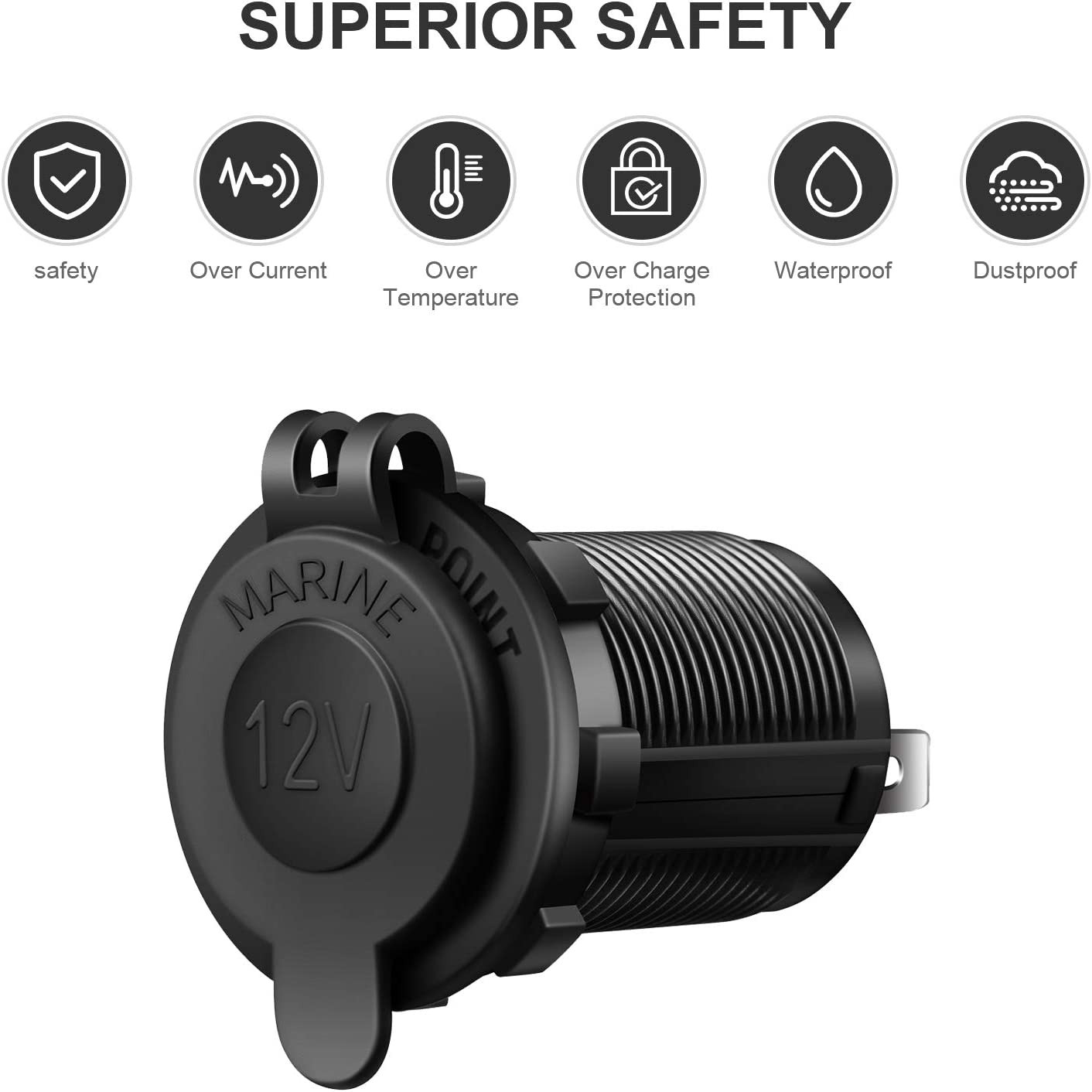 12V Cigarette Lighter Socket Car Marine Motorcycle ATV RV Lighter Socket Power O