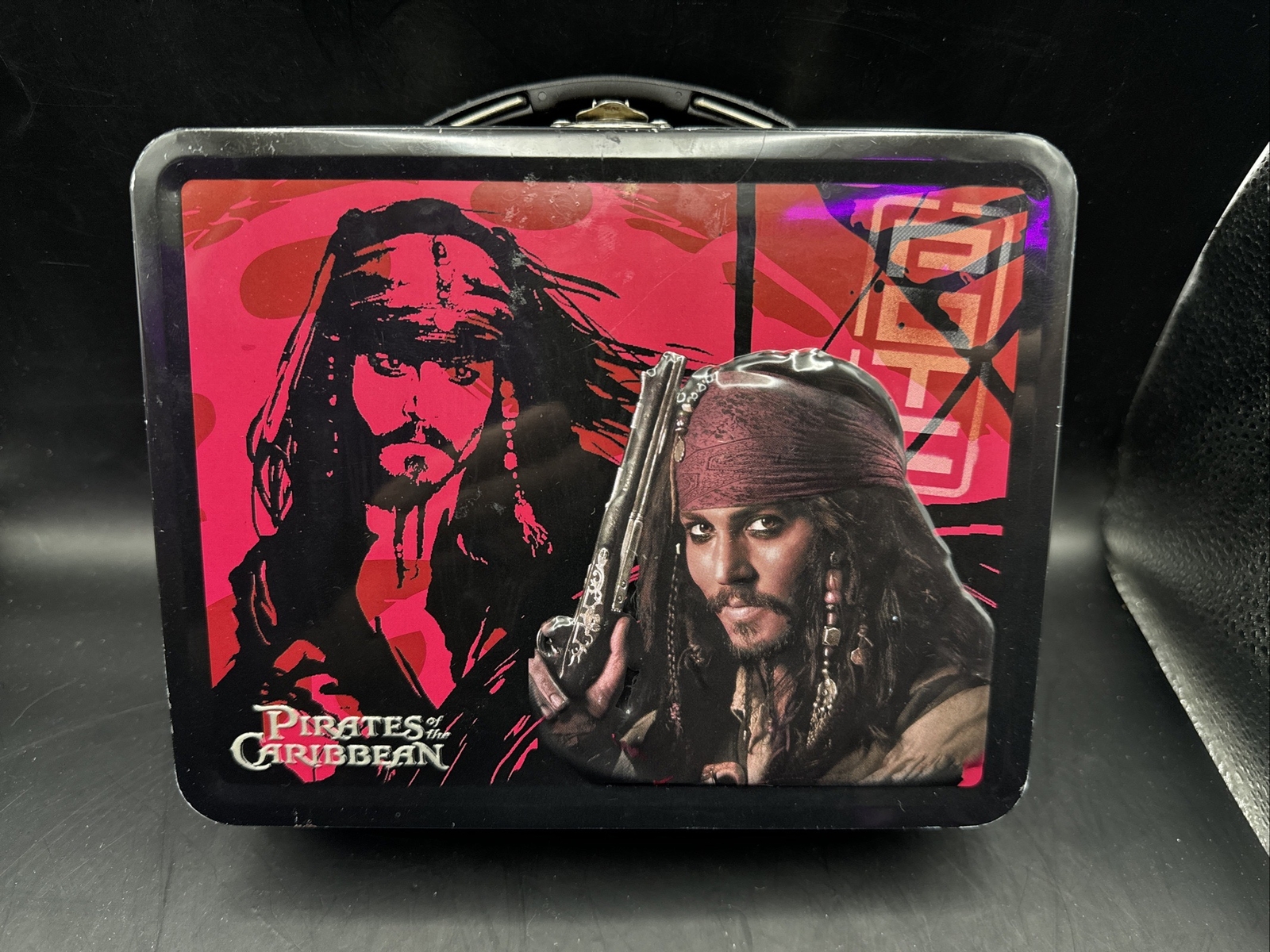 Disney's Pirates of the Caribbean Black Tin Box Jack Sparrow Lunchbox